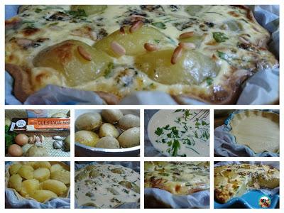 Pastel de patatas y queso azul