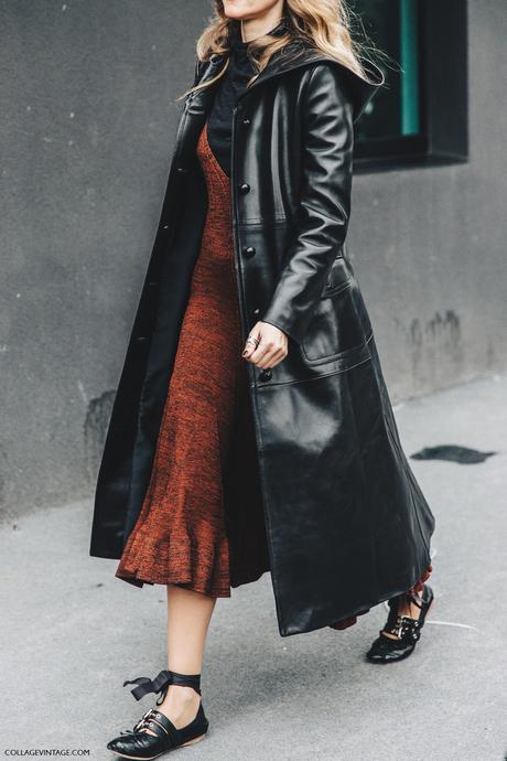 Milan_Fashion_Week_Fall_16-MFW-Street_Style-Collage_Vintage-Leather_Coat-Celine_Dress-Miu_Miu_Flats_Ballerinas-1