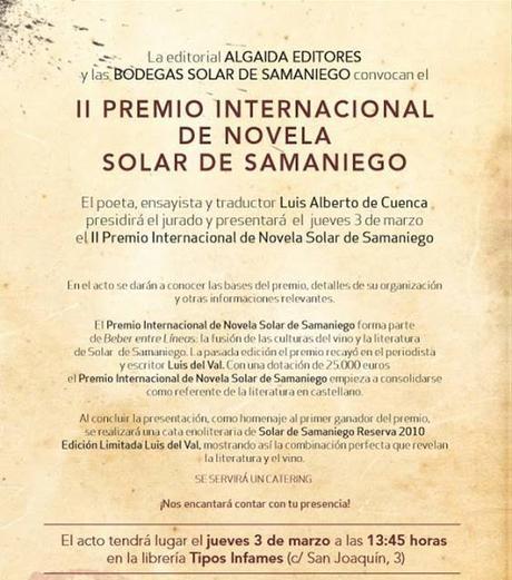 PRESENTACIÓN DEL II PREMIO INTERNACIONAL DE NOVELA SOLAR DE SAMANIEGO