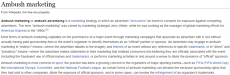 Ambush marketing en wikipedia