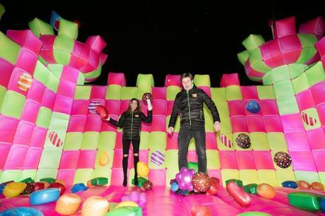 The jelly-themed, adults-only bouncy castle which has been created to celebrate the launch of Candy Crush Jelly Saga, opens on London’s Southbank. Picture date: Wednesday March 2, 2015. The multi-sensory bouncy castle especially designed for grown-ups, opens today to mark the latest instalment of the new mobile game, Candy Crush Jelly Saga. The bouncy castle brings to life elements of the jelly-themed game and will be open to the public for free. The castle, which appears to be made up of cubes of lime and raspberry jelly, will encompass a range of multi-sensory elements, emitting fragrant, raspberry jelly-scented clouds from within its walls and making noises from the game when jumpers bounce on certain candy squares. It will also replicate the game’s new competitive element and introduce visitors to Candy Crush Jelly Saga’s latest character, the Jelly Queen. Photo credit should read: Kois Miah / King Digital