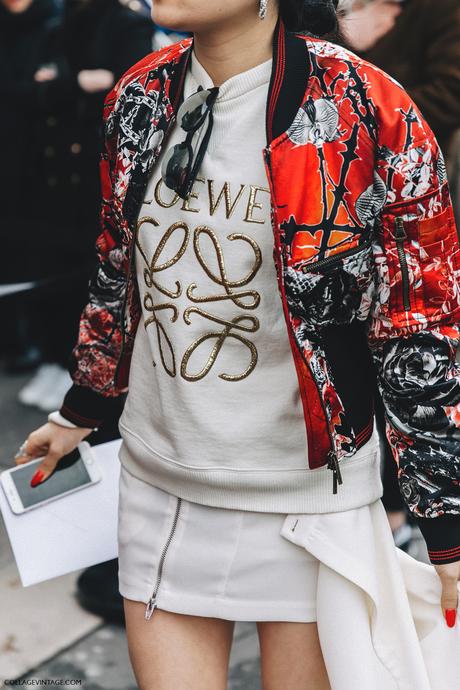 PFW-Paris_Fashion_Week_Fall_2016-Street_Style-Collage_Vintage-Loewe_Sweatshirt-Bomber_Jacket-