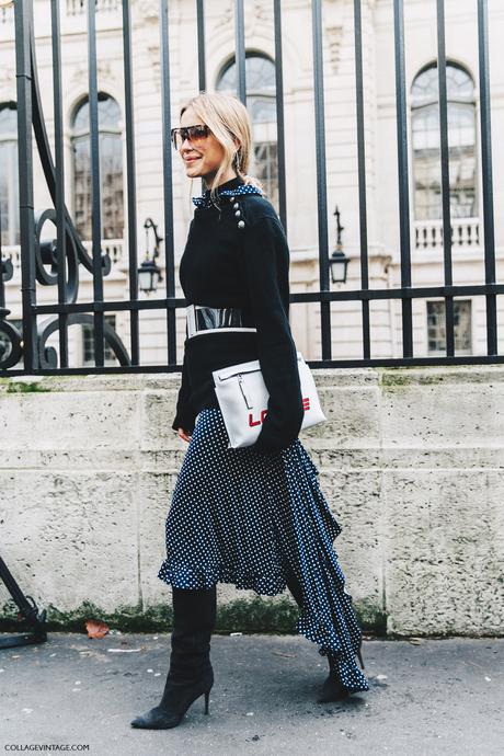 PFW-Paris_Fashion_Week_Fall_2016-Street_Style-Collage_Vintage-Pernille_Teisbaek-Vetements_Dotted_Dress-Loewe_Clutch-4