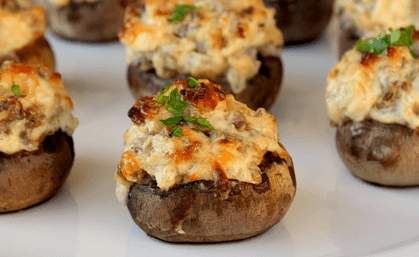 Champiñones rellenos de gambas champi