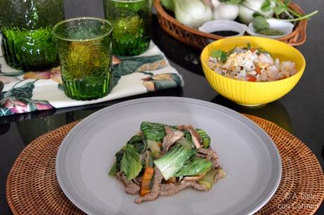 Ternera Salteada con Shitake y Pak Choi