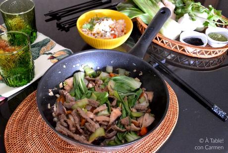 Ternera Salteada con Shitake y Pak Choi