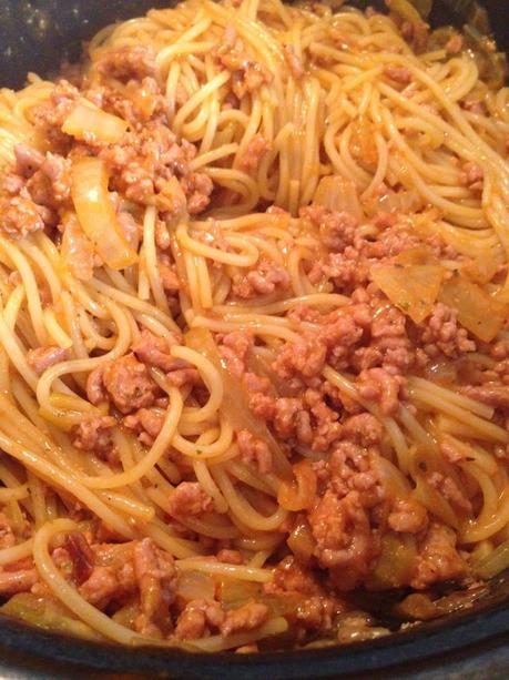 receta, cocina, blog, blogger, SoloYo., Blog Solo Yo, Blog de Cocina, Spaguettis con carne picada, Pasta, 