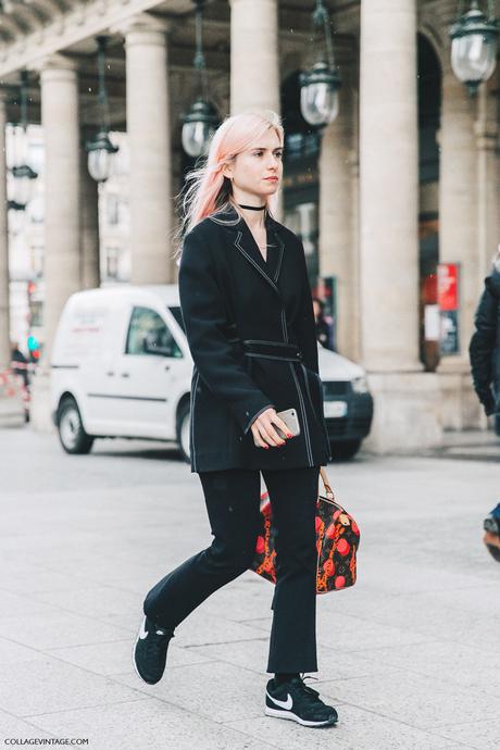 PFW-Paris_Fashion_Week_Fall_2016-Street_Style-Collage_Vintage-Pijama_Trend-Sneakers-Nike-