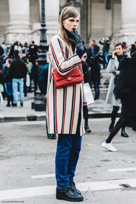 PFW-Paris_Fashion_Week_Fall_2016-Street_Style-Collage_Vintage-Caroline_Brasch-Striped_Coat-Chanel_Bag-