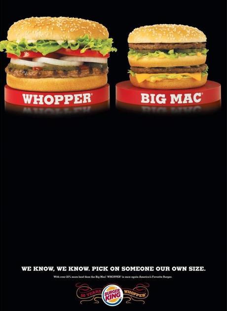 Burger Wars. La guerra publicitaria entre McDonald’s y Burger King Gráfica Burger King vs McDonalds