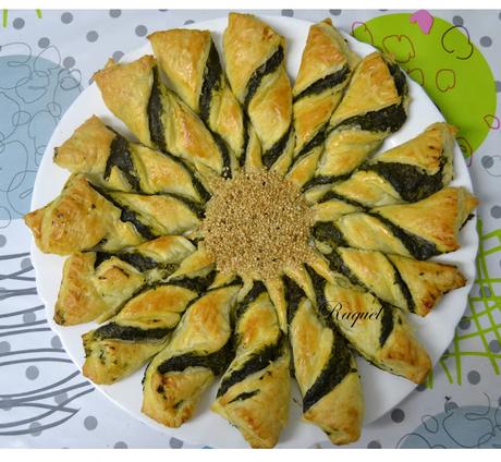 Girasol de Hojaldre Relleno de Espinacas y Queso de Untar