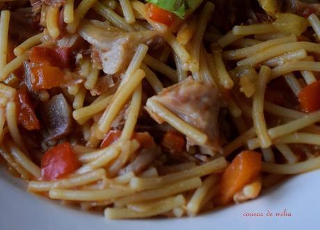 Fideos con carnes de cocido #ReciclandoSabores Fideos con carnes de cocido #ReciclandoSabores