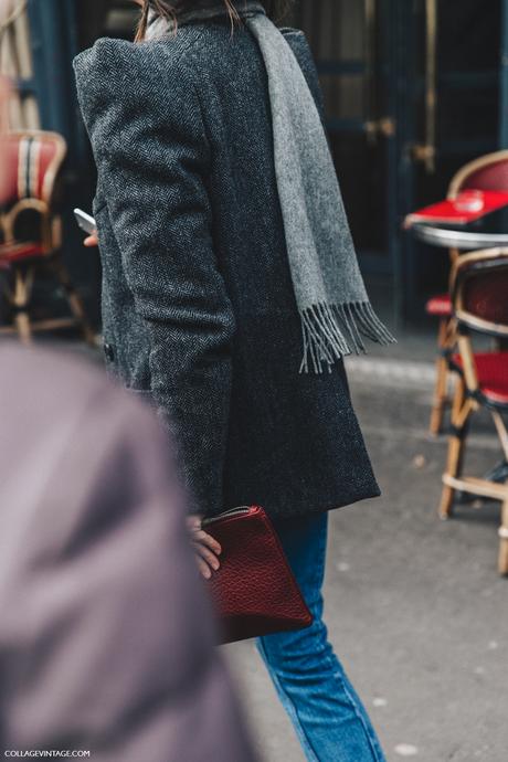 PFW-Paris_Fashion_Week_Fall_2016-Street_Style-Collage_Vintage-Grey_Blazer-Red_Clutch-2