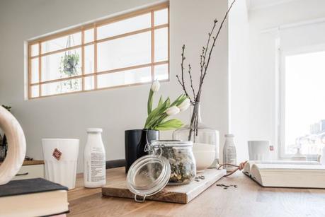 mini piso distribución mini piso decoración Mini piso con isla estilo nórdico escandinavo decoración interiores cocinas pequeñas cocinas nordicas abiertas cocinas blancas blog decoración nórdica 