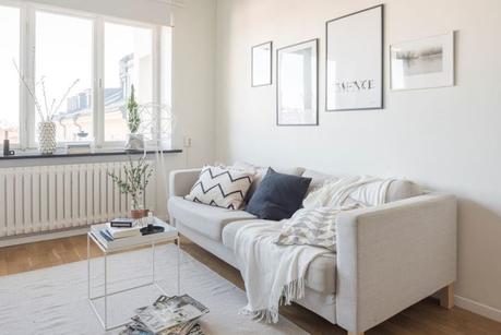 mini piso distribución mini piso decoración Mini piso con isla estilo nórdico escandinavo decoración interiores cocinas pequeñas cocinas nordicas abiertas cocinas blancas blog decoración nórdica 