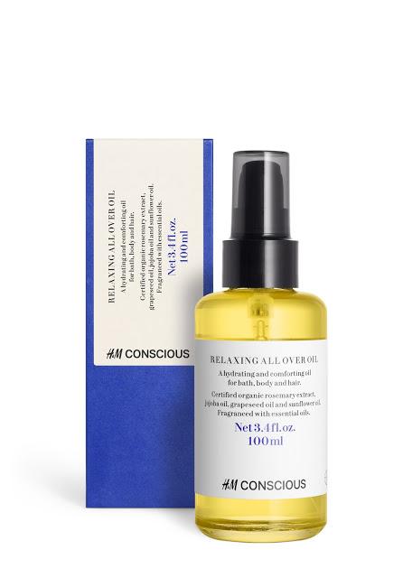 relaxing all over oil, h&m concious beauty