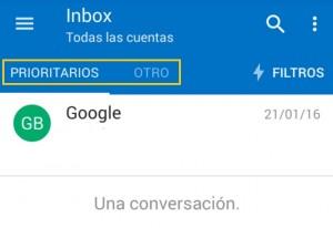 Otros correos y prioritarios en Outlook para Android