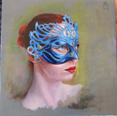 Serie 900 cm2 nº 1: la chica de la máscara roja / Series 900 cm2 nº1: the girl in the red mask.