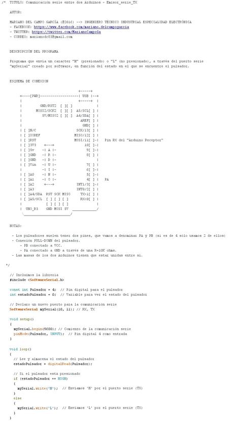 Comunicación serie entre dos Arduinos