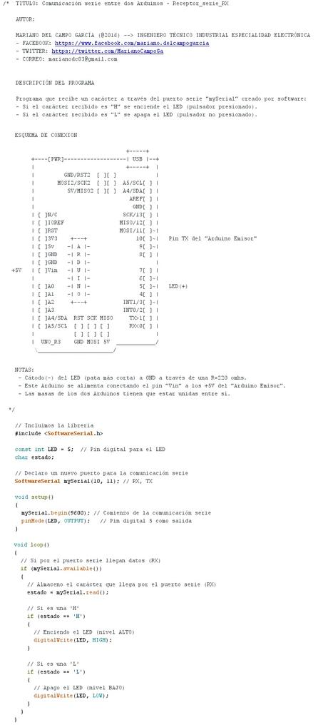 Comunicación serie entre dos Arduinos