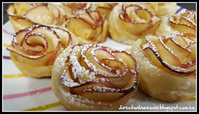 Rosas de manzana y hojaldre