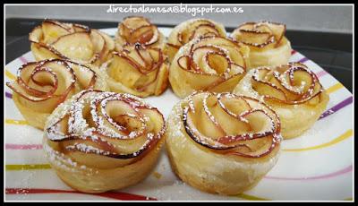 Rosas de manzana y hojaldre