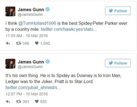 James Gunn asegura que Tom Holland es el mejor Spider-Man de la historia