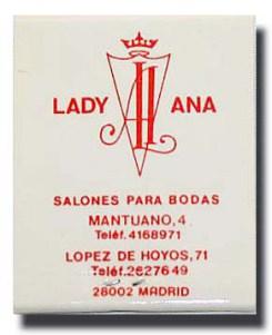 Cerillas como recordatorio de una boda en Lady Ana, c. 1993.