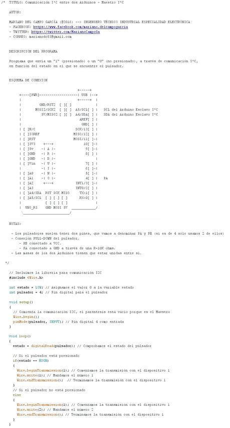 Comunicación I²C entre dos Arduinos