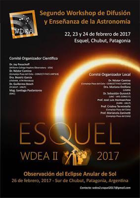 Para agendar: Workshop + Eclipse Anular de Sol 2017 en Esquel, Provincia de Chubut, Argentina