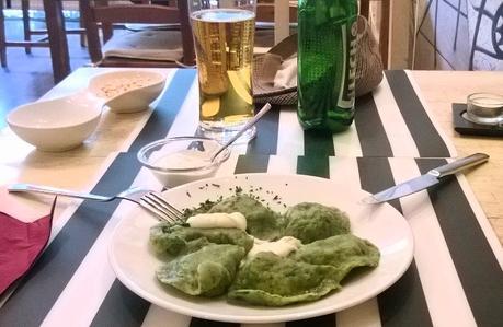 Hotel Przystanek Pierogi con espinacas, uno de mis platos favoritos