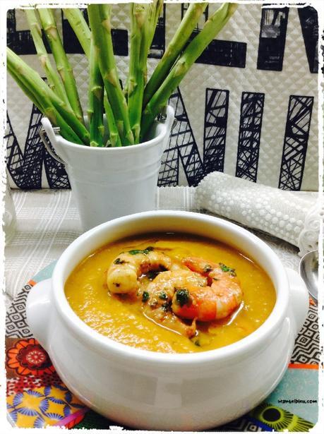 Crema de verduras con langostinos Crema de verduras con langostinos 2