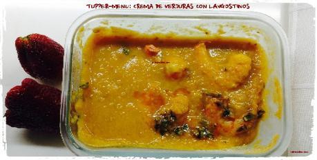 Crema de verduras con langostinos Tupper Menú crema de verduras con langostinos