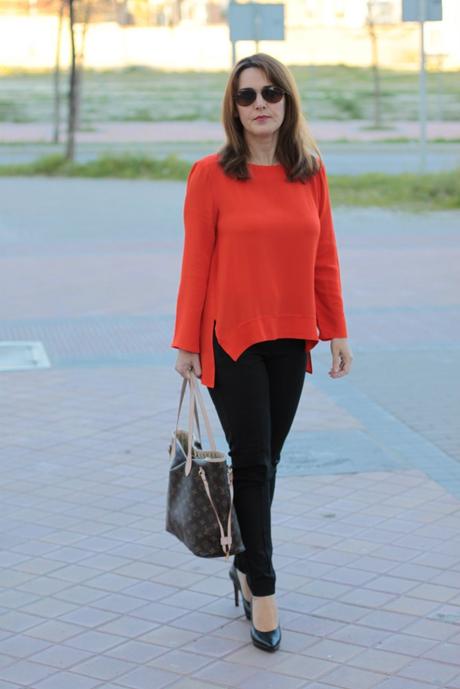 blusa naranja zara