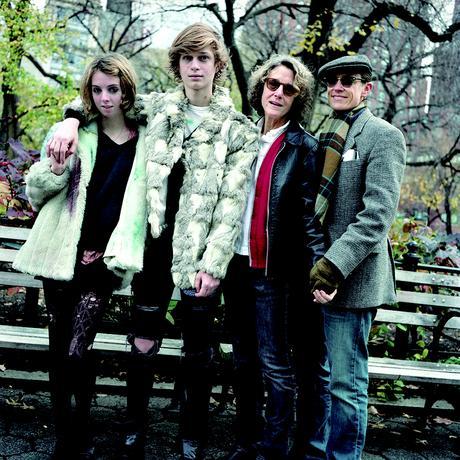 Liz Margolies, her son Wolfe Margolies with his girlfriend Penelope, and Scout, Liz’s current husband In Union Square, a few blocks from Liz’s home in Manhattan, New York City, USA. Scaut, is the director of LGBT foundation, which he directed as transgender.