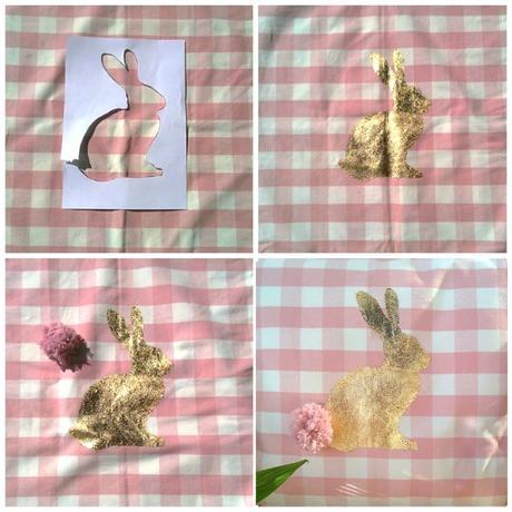 DIY Cojín conejo de Pascua con pan de oro
