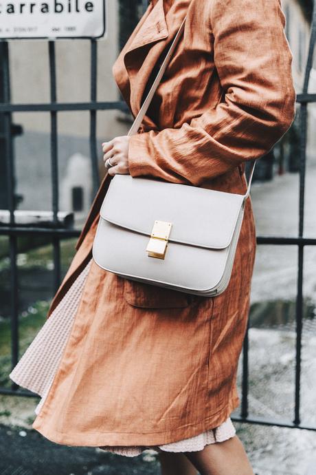 Armani-Trench_Coat-Pink_Dress-Chanel_Slingbacks-Celine_Box_Bag-Outfit-Milan_Fashion_Week-Street_Style-3
