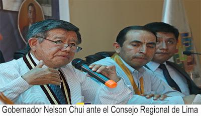 Ante el Consejo Regional de Lima: NELSON CHUI RESUME BALANCE DE GESTIÓN 2015…