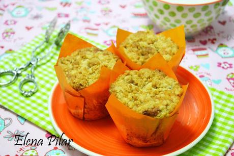 Streusel muffins de plátano con chips de chocolate
