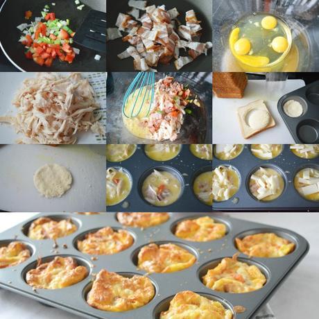 Mini bocaditos de tortilla con pollo, bacon y verduras #dobleS