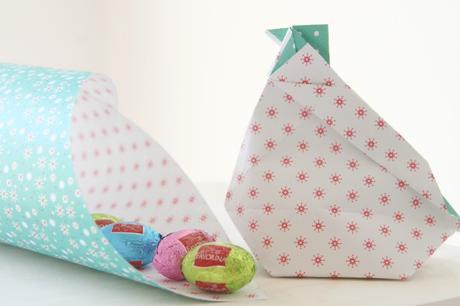 finde frugal: como hacer gallinitas de origami para Pascua