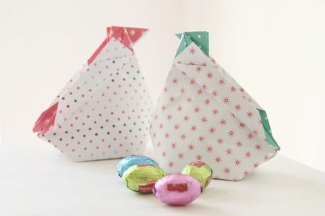 finde frugal: como hacer gallinitas de origami para Pascua