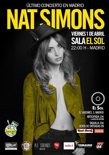 Nat Simons cierra etapa el próximo 1 de Abril en la sala El Sol de Madrid