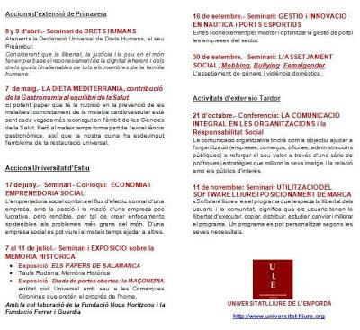 Cursos 2016 de la Universitat Lliure de l’Empordà
