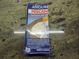 Anguriñas con gambones al ajillo.