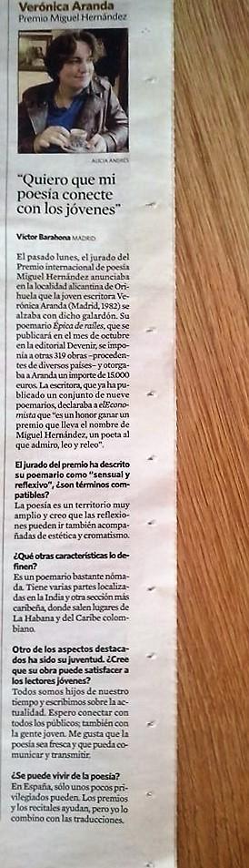 Entrevista en El Economista y Acta del fallo del Premio internacional de poesía 
