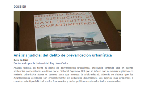 Artículo sobre el delito de prevaricación urbanística