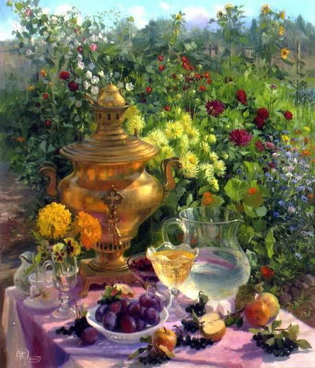 Pintores que pintan flores y frutas