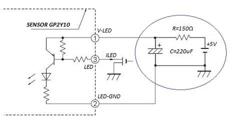 Detector de partículas de polvo en el aire con sensor GP2Y10