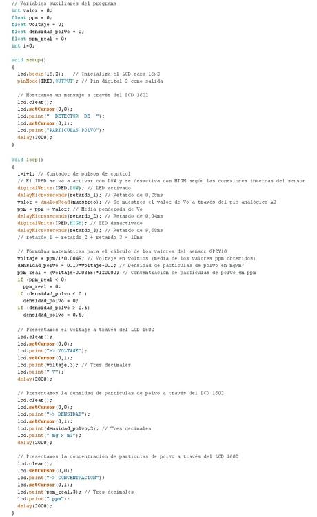 Detector de partículas de polvo en el aire con sensor GP2Y10
